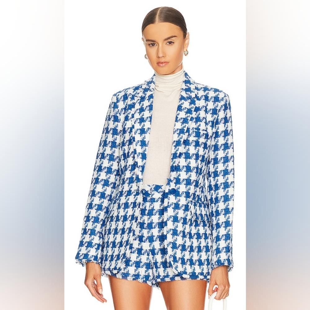 Steve Madden Blue and White Houndstooth Blazer